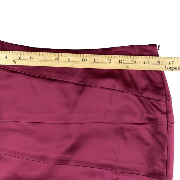 WHBM Womens Size 8 Burgundy Old Money Classic Ruched Formal Preppy Pencil Skirt - Picture 8 of 14